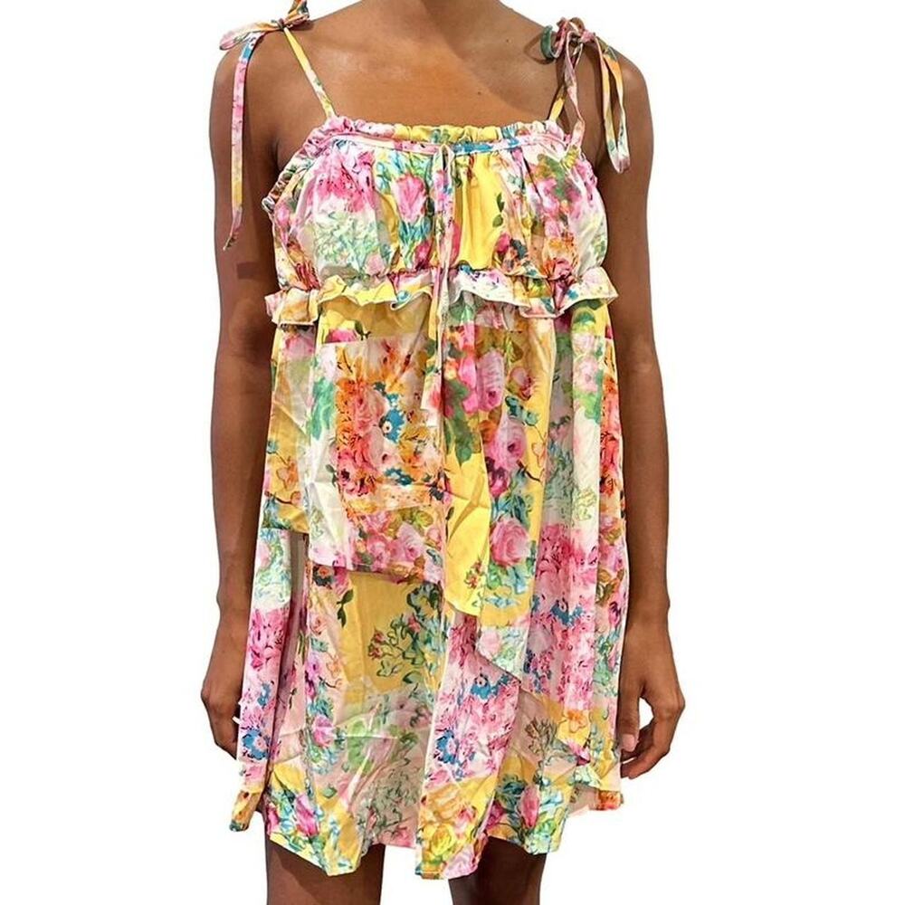 Garden Floral Multicolor Tie Strap Dress